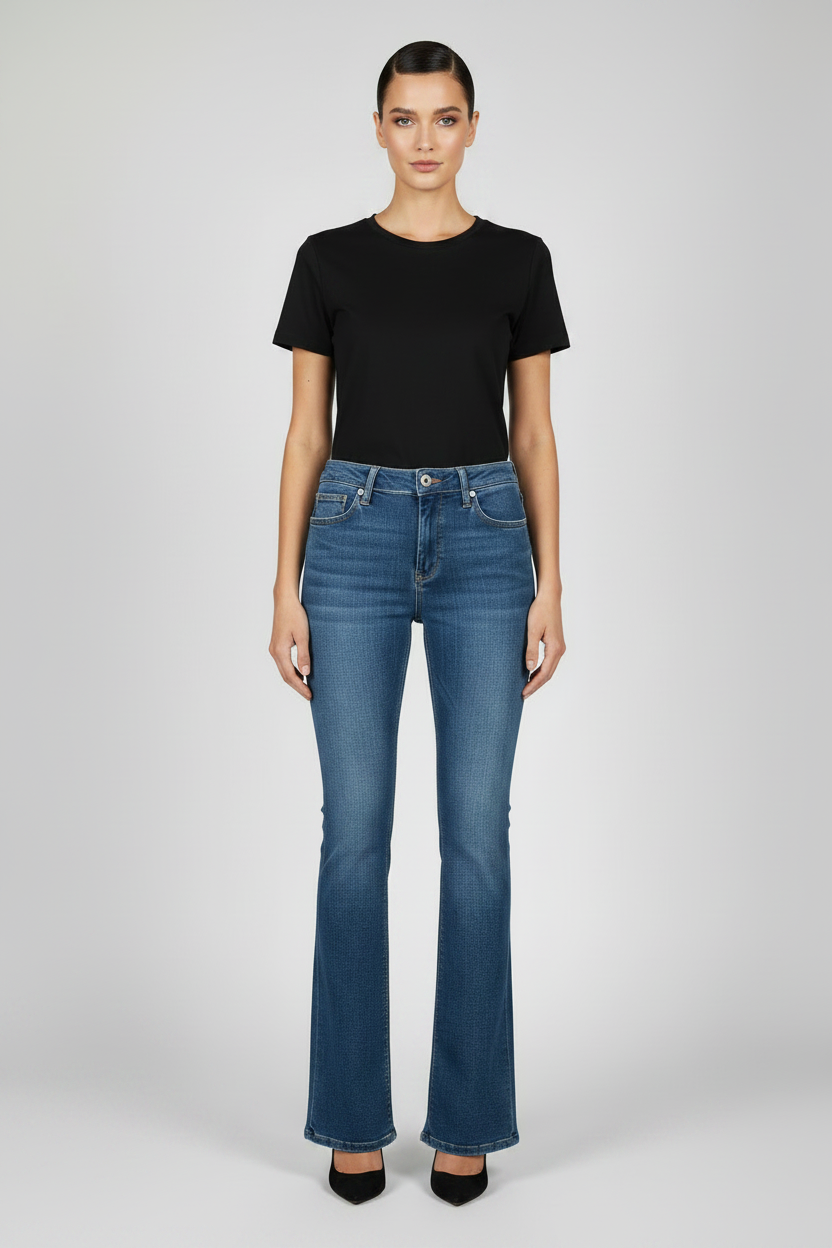 Womens Stretchy Flared Denim Jeans