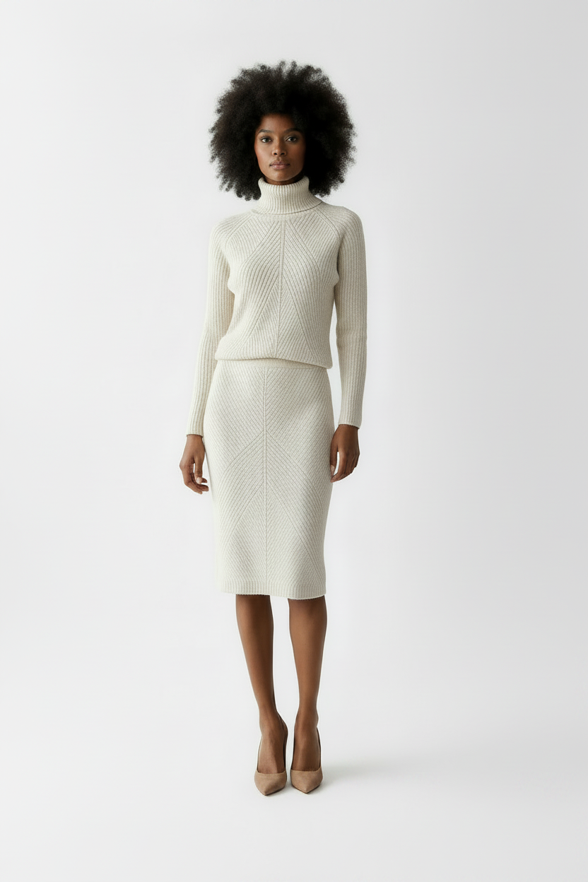 Women's Slim Fit Turtleneck Knitted Sweater – Apricot, Khaki & Navy
