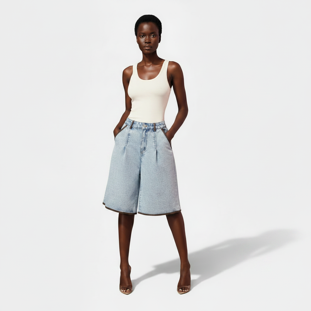 Women's Contrasting Flared Cropped Jeans