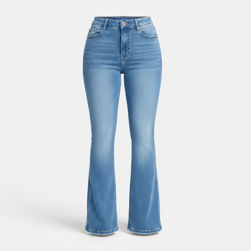 Women's High-Waisted Stretch Flare Jeans, Light Wash Slim Fit Bootcut Denim Pants