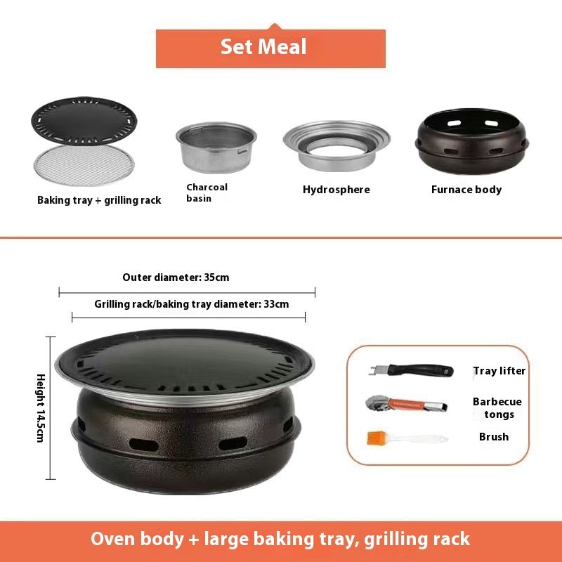 Household Outdoor Portable Charcoal Grilled Smoke-free Barbecue Oven