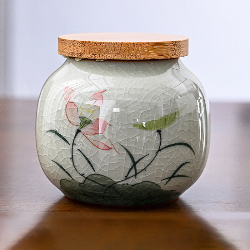 Hand Drawn Ge Kiln Tea Jar