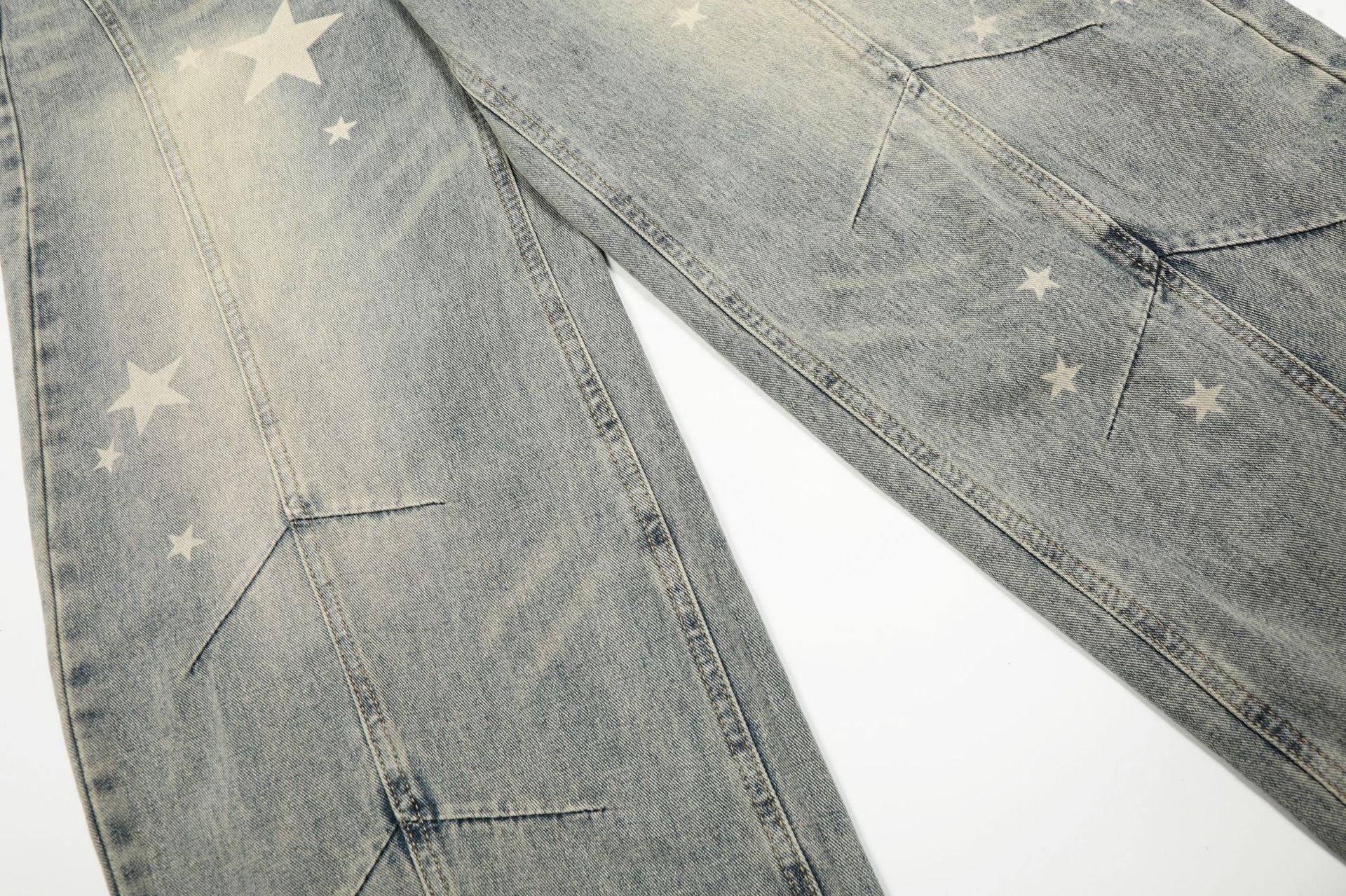 Distressed Scimitar Cotton Pants Jeans