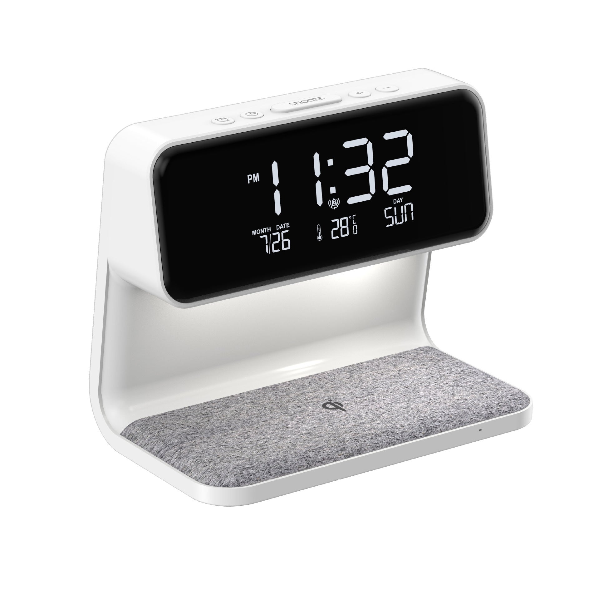 Cre3-in-1 Bedside Lamp with Wireless Charging & Alarm Clock