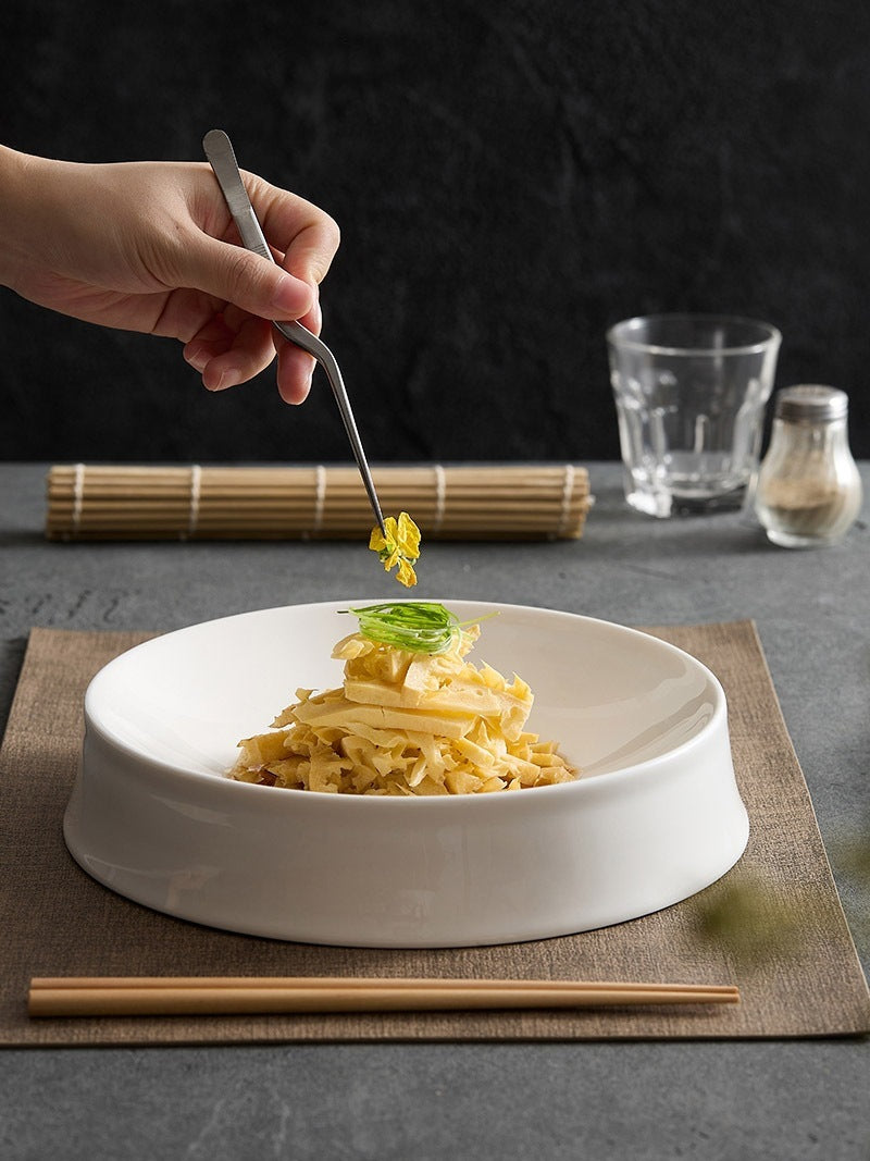 Irregular White Ceramic Dinner Plate