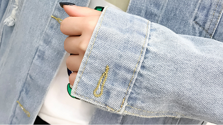 Women's Korean-Style Loose Embroidered Denim Jacket