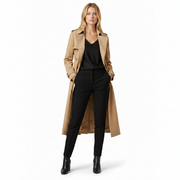 Women's Stand Collar Double-Breasted Trench Coat – Adjustable