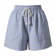 Women's High-Waisted Fashionable Striped Casual Shorts