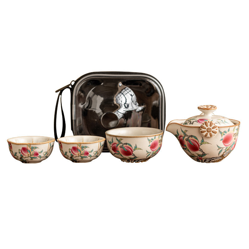 Ru Kiln Nine Peach Travel Tea Set