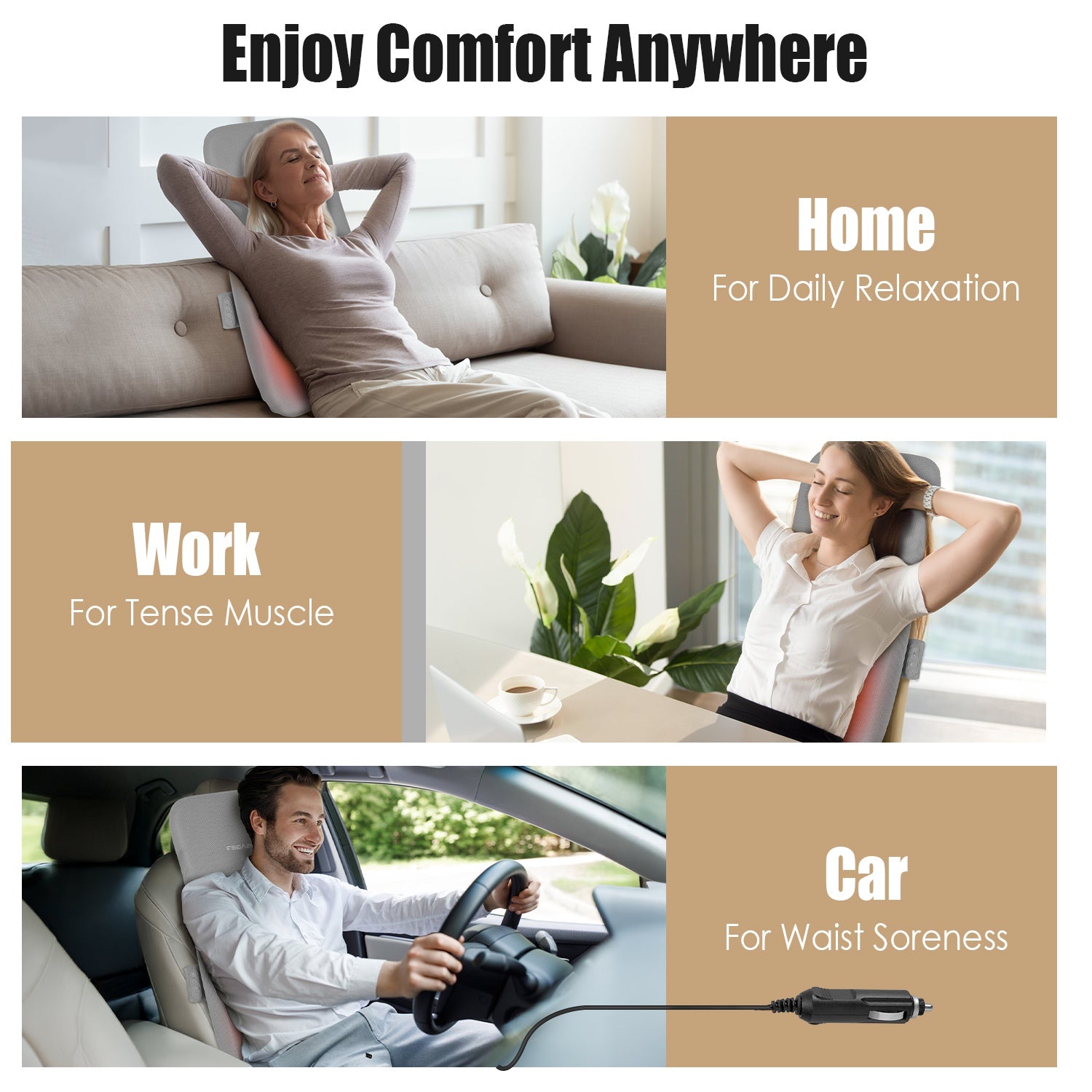 3D Deep Tissue Shiatsu Full Back Massage Pad