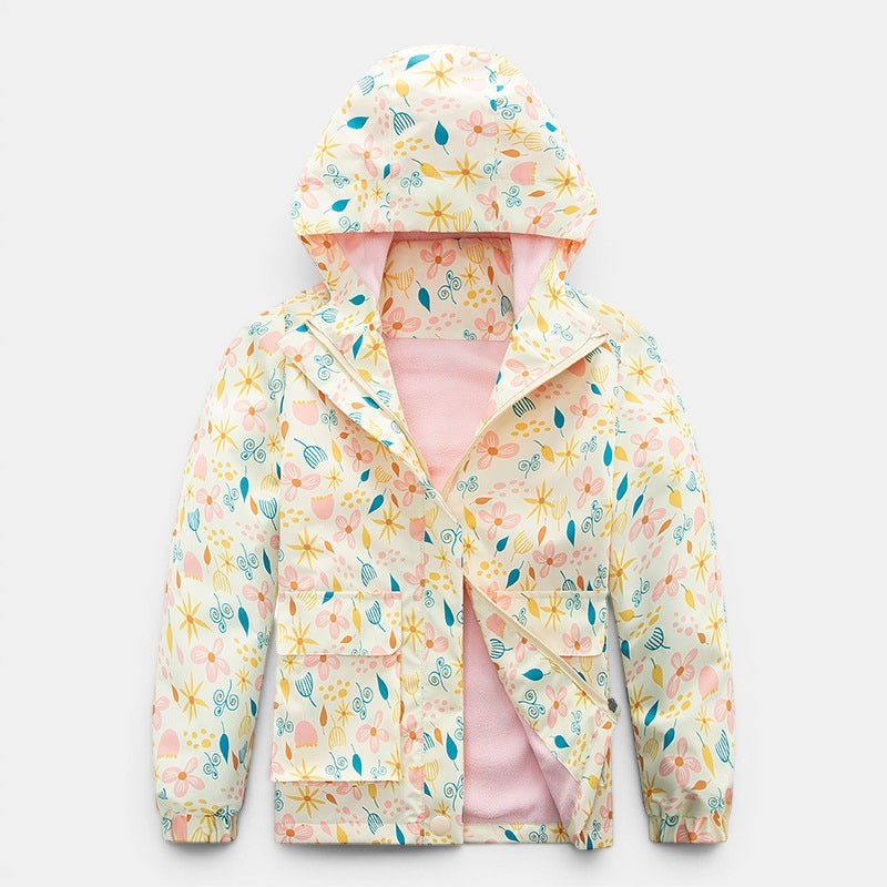 Kids' Windproof Waterproof Fleece-Lined Camouflage Jacket