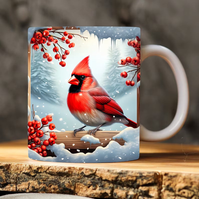 American Cardinals Holly Bird Ceramic Coffee Mug