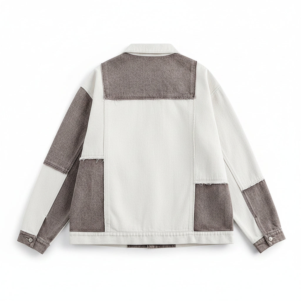 Colour Contrast Patchwork Irregular Jacket Coat