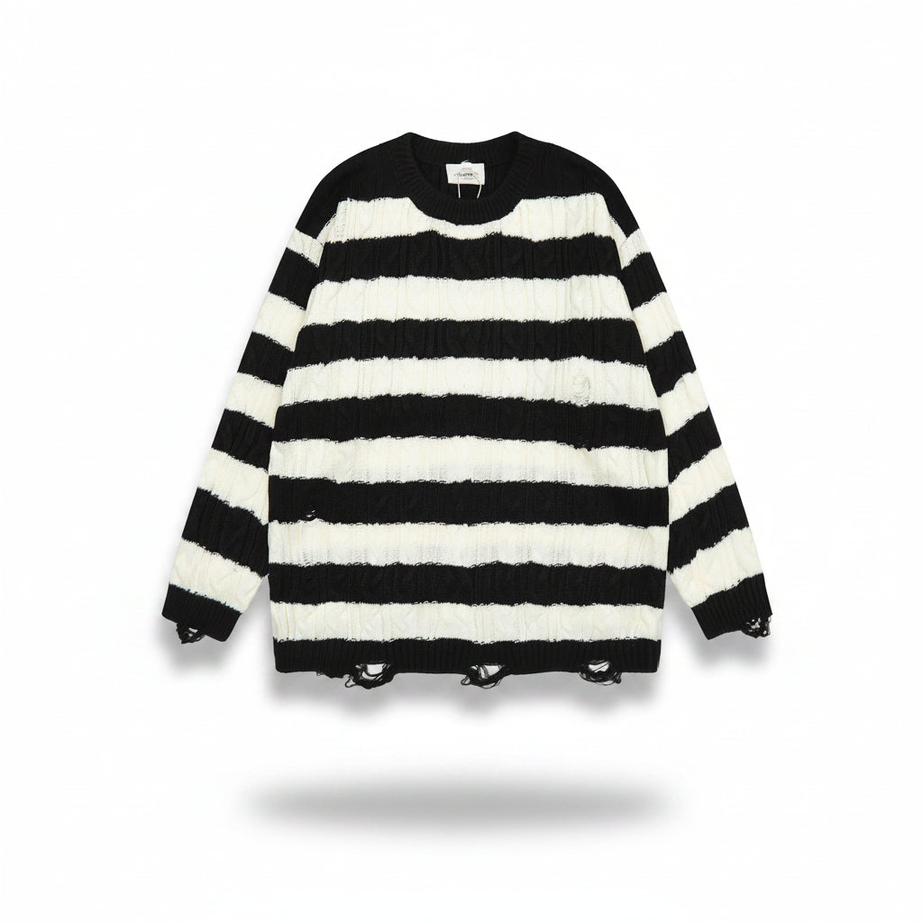Men's Contrast Colour Striped Round Neck Sweater