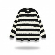 Men's Contrast Colour Striped Round Neck Sweater