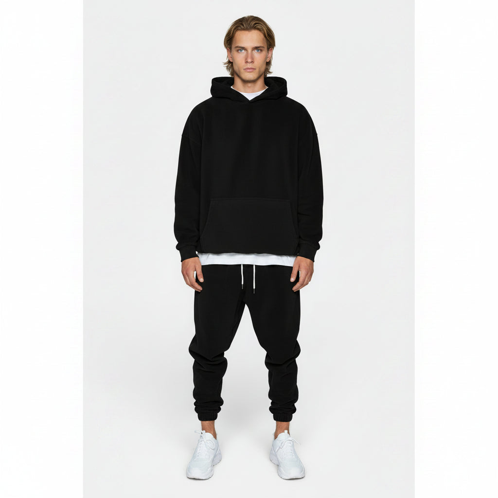Men's Polar Fleece Thermal Hooded Sweatshirt Suit – Solid Colour