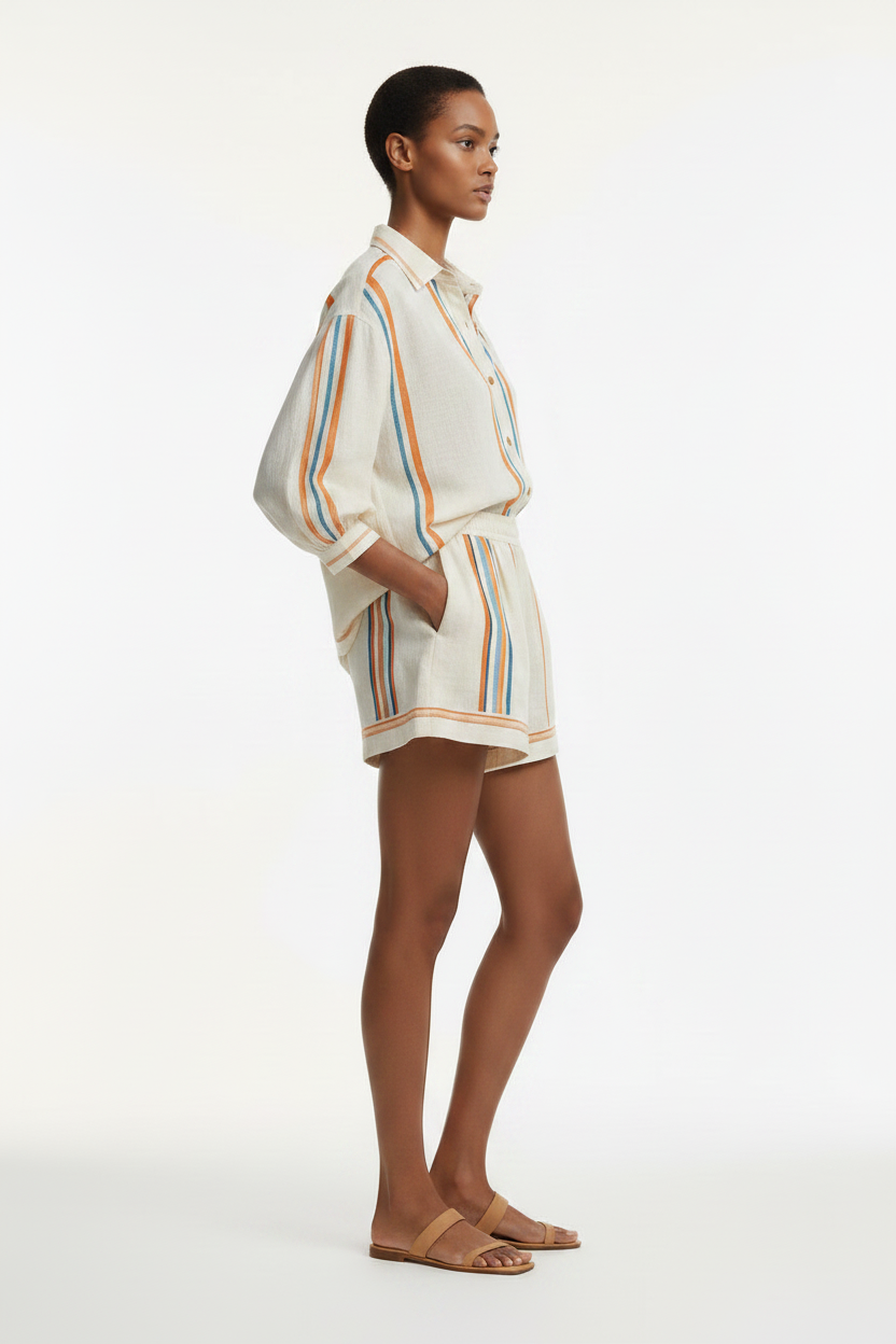 Men's Printed Casual Shirt and Shorts Set