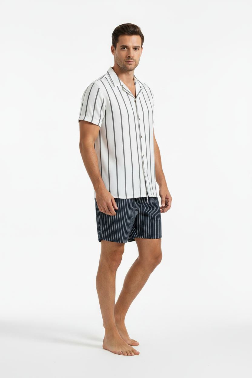 Cardigan casual bedrukte korte mouwen overhemd strandpak voor mannen