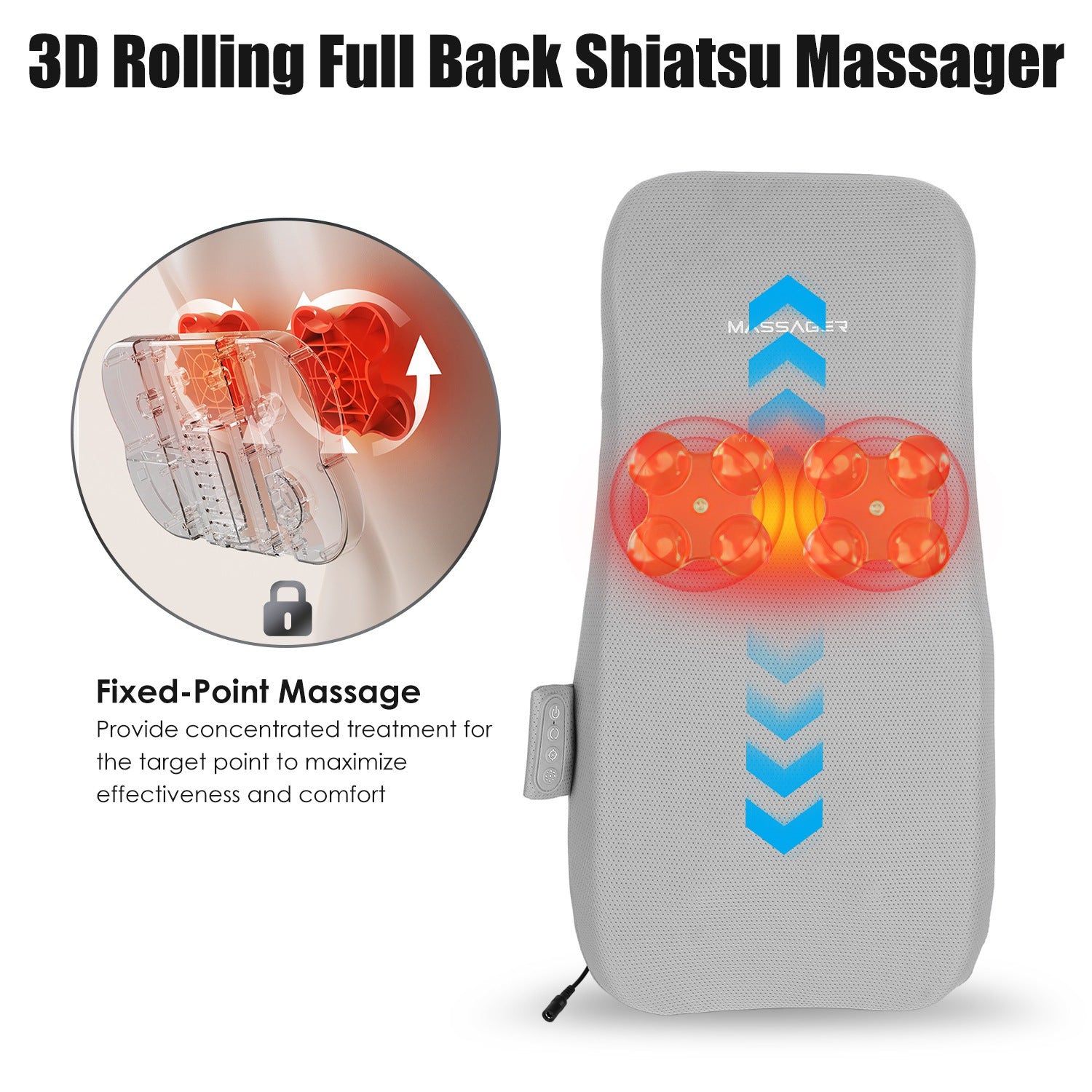3D Deep Tissue Shiatsu Full Back Massage Pad