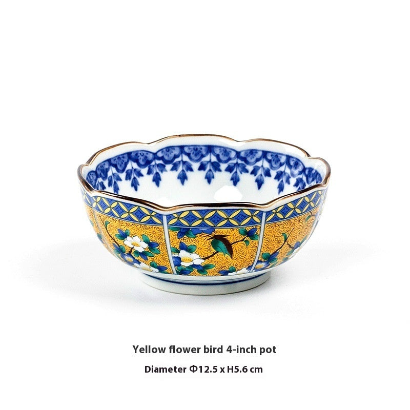 Retro Domestic Dyed Peony Ceramic Japanese Style Tableware