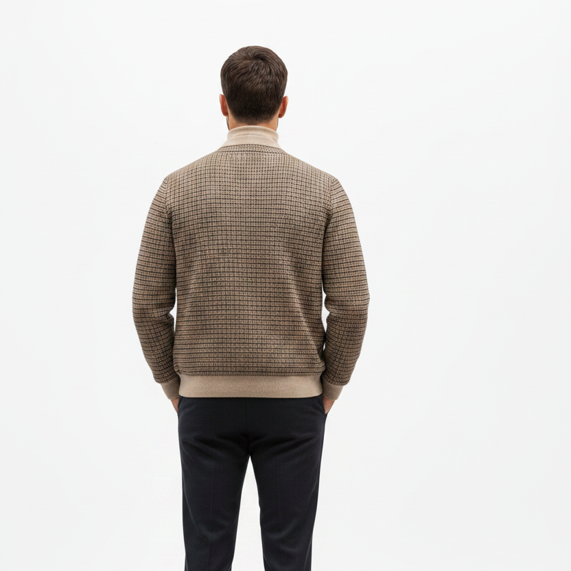 Tweed Fleece Cropped Slim-Fit Bomber Jacket with Stand Collar