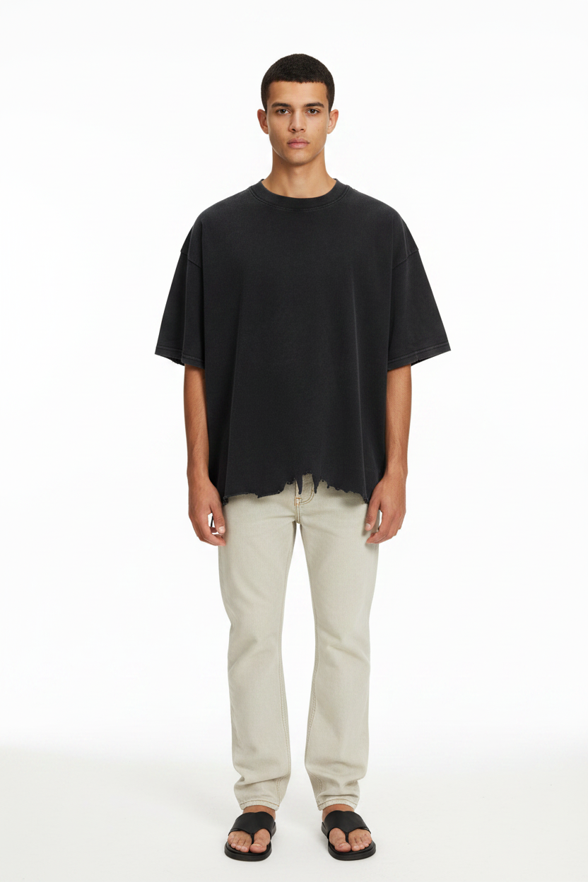 T-shirt homme ample à manches courtes effet usé