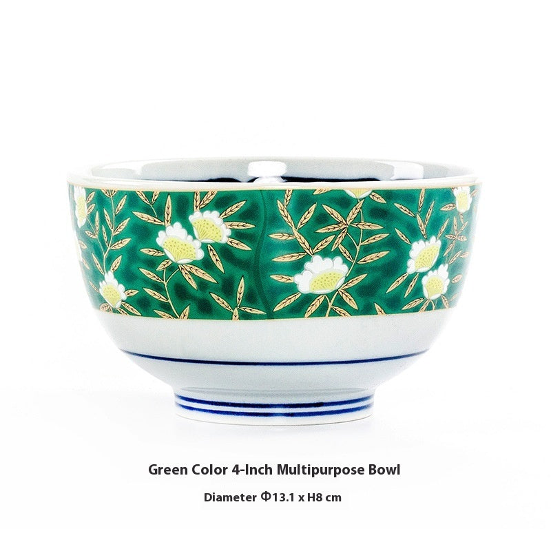 Retro Domestic Dyed Peony Ceramic Japanese Style Tableware